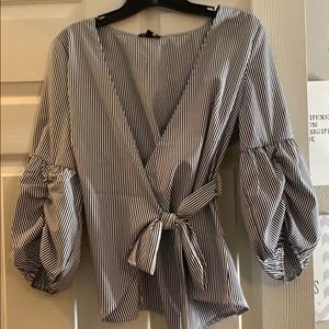Wrap-around tie blouse